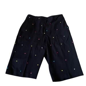 Polka Dot Bermuda Shorts Long Rainbow Black S EUC